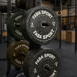 Plaques de poids en caoutchouc moucheté OEM ODM avec moyeu en acier massif pour haltères de fitness <span class=keywords><strong>Crossfit</strong></span>, pour la vente en gros mondiale - Product Image 4