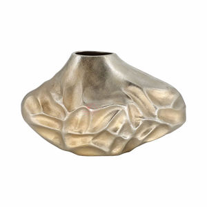 Vase en métal en aluminium finition nickel antique et or, ensemble de vases de table pour arrangements floraux - Product Image 5