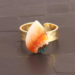 เครื่องประดับแฟชั่นอินเทรนด์รูปทรงลูกแพร์ Mohave หอยนางรมเทอร์ควอยซ์ชุบทองเปิดปรับราคาขายส่งแหวนงบของขวัญ - Product Image 6