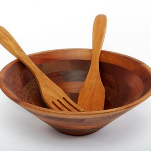Juego de Servidores de Ensalada de Madera Natural con 2 Espátulas, Utensilios Hechos a Mano Sostenibles, Aptos para Congelador - Product Image 6
