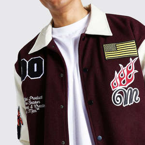 Chaqueta Universitaria de Moda Escolar de Alta Calidad / Chaqueta Universitaria Personalizada con Letras Bordadas, Estampado Personalizado, Estilo Béisbol, Talla Grande para Hombre - Product Image 1