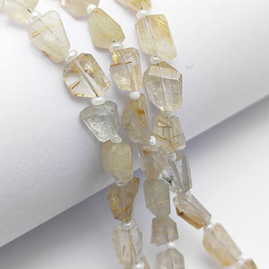 Perles de rutile doré 10-12 mm, perles en forme de pépites facettées, brin de perles fait à la main, fabrication de bijoux en vrac, 18-20 perles sur un brin de 8 pouces - Product Image 3