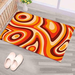 Tapis à motifs orange Groovy : Décoration moderne pour la maison, Tapis imprimé, Tapis en chenille - Product Image 1