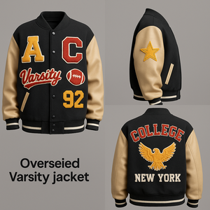 Veste universitaire en laine en gros avec manches en cuir véritable | Veste bombardier Letterman College personnalisée | Équipe OEM/ODM et vestes de mode - Product Image 2