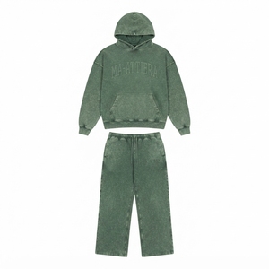 Custom Washed Oversized Hoodie and <b>Jogger</b> Sweatpants Set <b>Women</b> Cotton <b>Fleece</b> Streetwear Tracksuit OEM ODM - Product Image 4