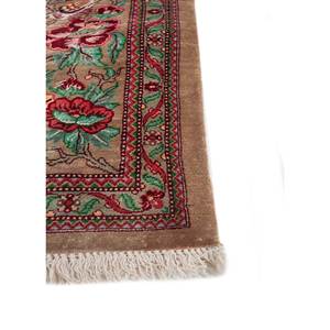 Alfombra de Seda Anudada a Mano Gulmarg, Grande, con Patrón Floral Rojo y Naranja, Rectangular, para Sala de Estar -Pae-5824 - Product Image 4