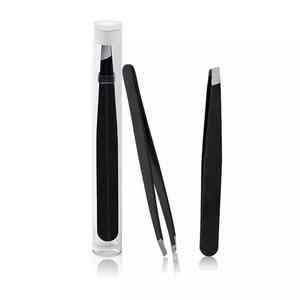Pinzas para extensión de pestañas, Punta inclinada de acero inoxidable, color negro, la mejor calidad - Product Image 5