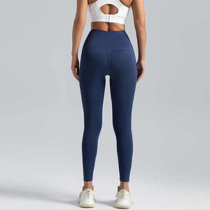 Venta caliente de las mujeres sin costuras levantamiento de glúteos Fitness entrenamiento Leggings cordón malla de secado rápido cintura media deportes Yoga pantalones sólidos - Product Image 5