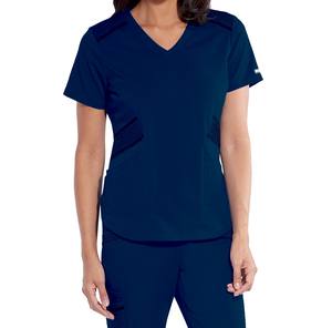 เสื้อเบลาส์แขนสั้นสำหรับผู้หญิง,ชุดยูนิฟอร์มสปาร้านเสริมสวยคอวีดีไซน์สวยใส่ทำงานสีล้วนขายส่ง - Product Image 4