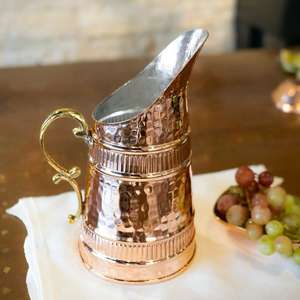 World Craft Impex Handmade 100% Pure Copper Water <b>Jug</b> High Quality Ceramic Cup for Drinking and Water Storage From India - Product Image 2