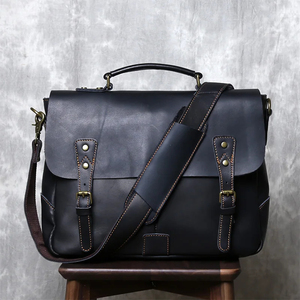 Classic Genuine Leather Laptop Messenger Crossbody Portable Protective Shoulder Bag Durable Office Use - Product Image 3