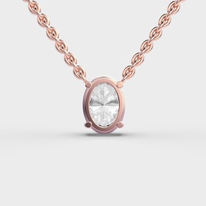Pendentif solitaire en diamant ovale cultivé en laboratoire certifié IGI, en or jaune/blanc/rose 14 carats, pendentif classique minimaliste pour femmes - Product Image 4