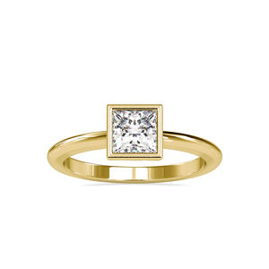 Princess Cut Lab Grown Diamond Conjunto de bisel de oro sólido Anillo de compromiso solitario para mujeres a precio mayorista Fabricación India - Product Image 5