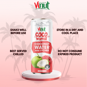 Eau de coco litchi 320ml Boisson d'hydratation végétalienne sans sucre Marque privée OEM Vietnam Usine - Product Image 4