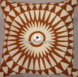 Funda de cojín de lana de moda bordado de Cachemira Punto de cadena hecho a mano geométrico Vintage para sofá de sala de estar Venta caliente - Product Image 3