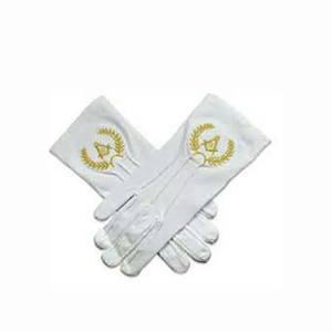 Super produit Gants maçonniques en coton pour hommes Logo brodé Usine Gants maçonniques de qualité supérieure en cuir noir - Product Image 4