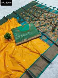 งานเซียพิเศษสุดอินเทรนด์งานผ้าไหมส่าหรีสำหรับผู้หญิงงานทอผ้าขนาดใหญ่สำหรับงานแต่งงานอินเดียและปากีสถาน - Product Image 5