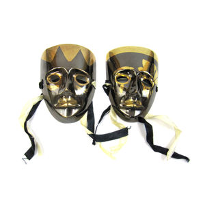 Masque en laiton de conception antique noir et or ensemble de 6 fournisseur indien de masque en laiton pour masque décoratif et de fête à bas prix - Product Image 4