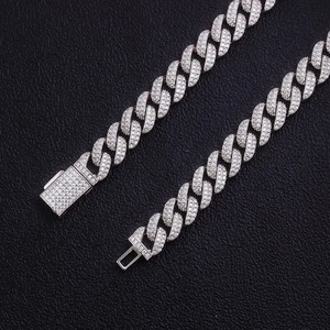 Collar de Hombre de Estilo Hip Hop, Cadena Cubana de Plata de Ley 925 Maciza de 10 mm y 16 Pulgadas con Diamantes de Moissanita DEF para Novios - Product Image 2