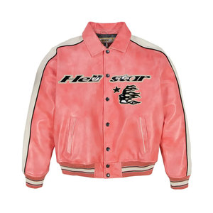 High Quality Men's Pink <b>Leather</b> Avirex <b>Jacket</b> Stand Front Canvas Classic American Style Flight Bomber Warm <b>Winter</b> Streetwear - Product Image 1