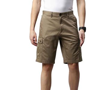 Shorts en coton pour hommes, style cargo color block, taille élastique, streetwear décontracté - Product Image 1