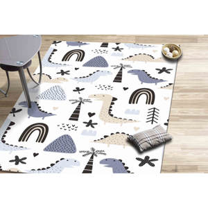 Tapis dinosaure : Décoration de chambre d'enfant bleue, tapis antidérapant, tapis doux non tissé - Product Image 2
