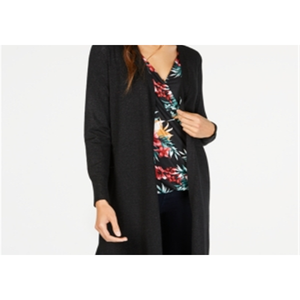 Cardigan Corto da Donna Thalia Sodi XX-Large in Lurex Nero con Stampa Floreale in Lana, Casual con Bottoni Decorativi per l'Autunno - Product Image 3