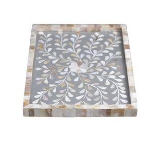 Ensemble de plateaux à thé décoratifs de luxe en nacre noire pour le Ramadan, pour servir thé, chocolat, desserts, en-cas, vente en gros - Product Image 4