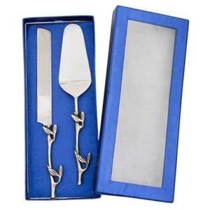 Cake <b>Tools</b> 2 Pcs Stainless Steel Gold Titanium Wedding Cake Knife & Server Set Finishing Cake Server Gift Box - Product Image 1