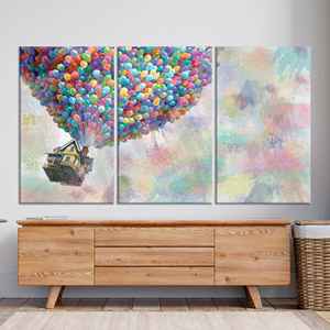 Impression sur toile de Carl Fredricksen : œuvre d'art fantaisiste sur le thème de la maison, lot de 3 toiles - Product Image 1