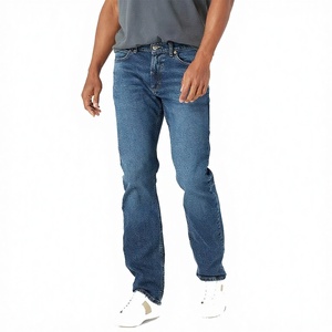 Jeans droits élégants pour hommes, respirants, en denim imprimé, style streetwear, coupe ajustée, lavés, extensibles, pantalon slim pour hommes - Product Image 1