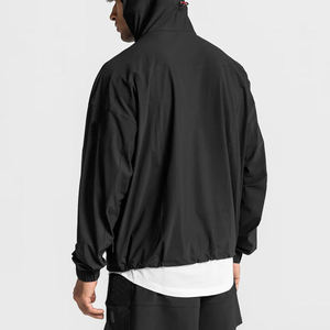 Vente en gros de logo personnalisé Veste pour homme à coquille souple ourlet élastique réglable Veste de gym Veste coupe-vent tissée extensible dans 4 directions pour hommes - Product Image 6