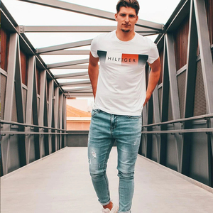 กางเกงยีนส์ผ้ายืดเข้ารูปของผู้ชายกางเกงยีนส์สีน้ำเงินกางเกงดีไซน์สวย - Product Image 3