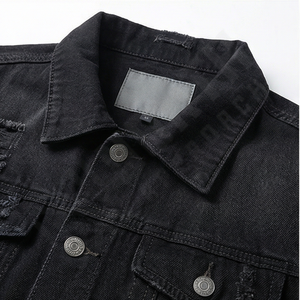Veste en jean pour homme de haute qualité, personnalisée, à col montant, réversible, mode d'hiver, streetwear, design élégant, jean tendance, durable - Product Image 4