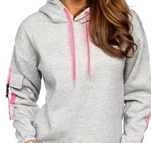 Sudadera con capucha y pantalones deportivos de punto para mujer, cuello alto, logo frontal, manga larga, informal, para fitness, invierno - Product Image 1