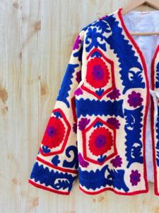 Suzani เสื้อแจ็กเก็ตปักลายด้วยมือสำหรับผู้หญิงเสื้อโค้ทผ้าคอตตอนสีชมพูแบบอินเดียสำหรับใส่ลำลองฤดูหนาวระบายอากาศได้เสื้อนอกเปิดกระดุมด้านหน้าโครเชต์ - Product Image 3