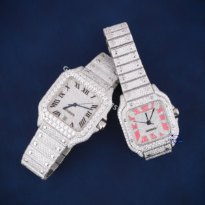 Lujosos relojes de pulsera para parejas de alta calidad Iced Out Hip Hop Moissanite Diamond Reloj mecánico de acero inoxidable - Product Image 6