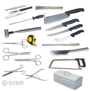 Ensemble complet de dissection en acier inoxydable avec ciseaux, scalpel, scie à os et instruments de dissection dans une boîte - Product Image 1