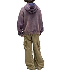 Prenda desgastada Sun Faded hoddies para hombre 100% algodón Heavyweight Acid Wash French Terry Hoodie - Product Image 3