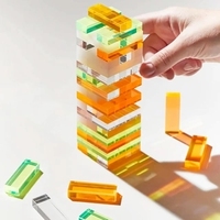 Tour de blocs en acrylique personnalisable, tailles et couleurs variées, jeu de blocs en acrylique pour l'interaction parent-enfant, présentoir
