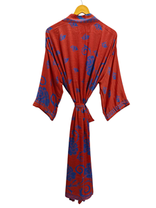 เสื้อคลุมอาบน้ำผ้าไหมส่าหรีสไตล์วินเทจชุดคลุมส่าหรีสำหรับปาร์ตี้ชายหาดผ้านุ่มงานแฮนด์เมดชุดกิโมโนผ้าไหมอินเดียสำหรับฤดูร้อน - Product Image 3