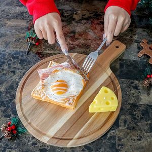 Tabla de cortar redonda de madera de acacia, tabla de cortar de madera para cocina y comedor, tabla de quesos para carne, servicio de madera - Product Image 1