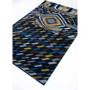 Tapis Manchaha noué à la main en laine et soie de bambou, bleu, grand format, motif géométrique rectangulaire pour la maison, salon, couloir - Les-1351 - Product Image 2