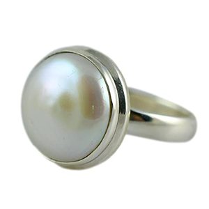 Handmade 925 Sterling <b>Silver</b> Coin Pearl <b>Ring</b> Freshwater <b>Statement</b> Promise Jewelry Gift for Her Anniversary - Product Image 1