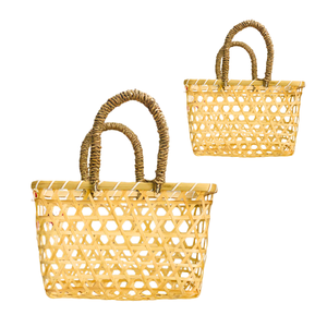 CESTA DE REGALO DE BAMBÚ DE Paja Ecológica con algas marinas Elegante artesanía tradicional tejida a mano de Vietnam Cestas de regalo Embalaje - Product Image 1