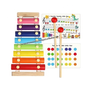Xylophone en bois moderne et écologique avec 2 maillets – Instrument de musique de percussion éducatif pour bébés et enfants d'âge préscolaire – Forme rectangulaire - Product Image 5