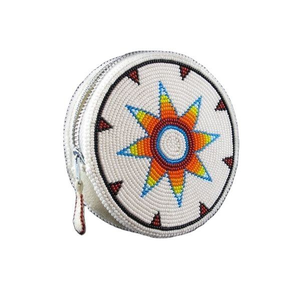 Porte-monnaie rond coloré perlé avec broderie à la main fine porte-monnaie perlé en tissu doux avec conception de forme ronde - Product Image 1