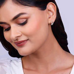 Elegant <b>Silver</b> Zircon Loop <b>Earrings</b> Rhodium Plated <b>Huggie</b> <b>Hoop</b> Styles Trendy Religious Design Platinum Gold Rose Gold-for Gift - Product Image 3