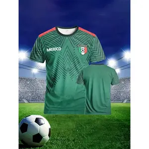Maillot de football décontracté tendance pour homme Mexique 2026 avec rayures 3D par sublimation – Service OEM disponible - Product Image 3