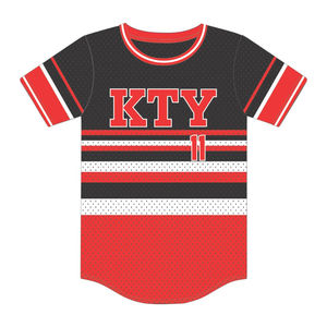 Camiseta de Béisbol Personalizada KAP con Rayas Negras, 100% Poliéster, Malla, para Fraternidad, con Logos Bordados - Product Image 2